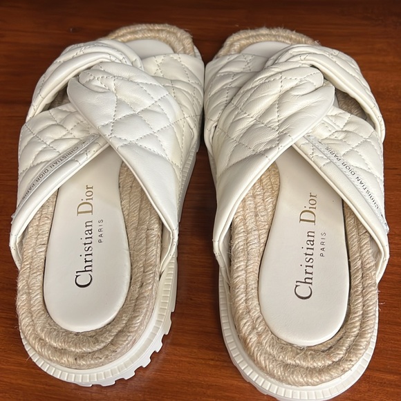 New Christian Dior Cannage quilted leather d twist slides sandals 36.5 - Picture 5 of 13